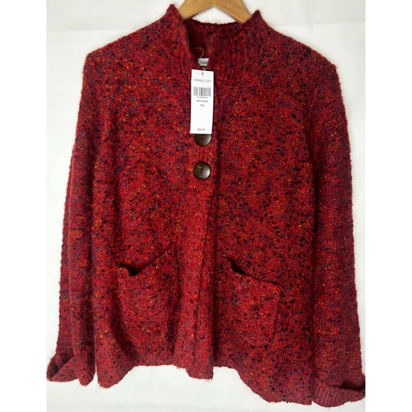 Coldwater Creek Sweaters - NWT Coldwater Creek Red/Multi 3 Button Sweater‎ size Med Petite
